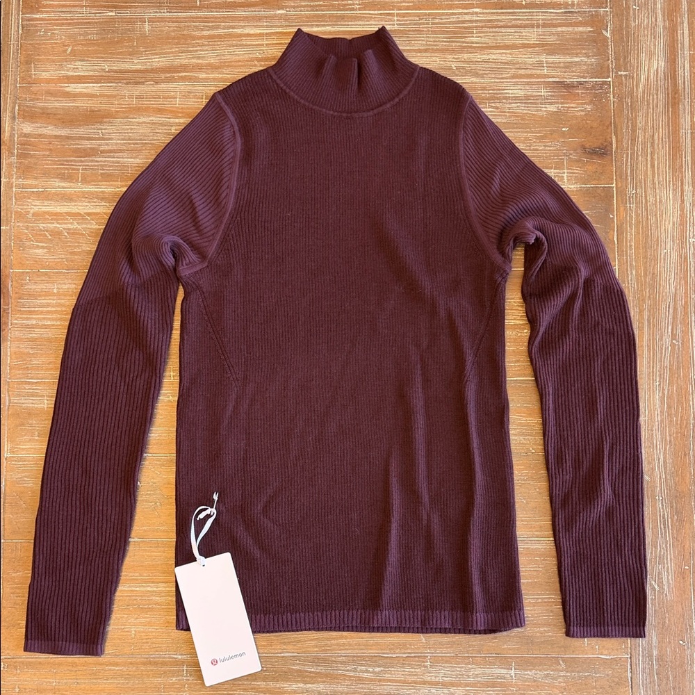 Lululemon Ribbed Merino-Blend Turtleneck Sweater in Goodnight Plum Color